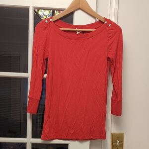 Anthropologie Akemi & Kin Red/Orange 3/4 Sleeve Top Size XS